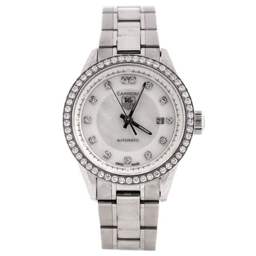 Carrera Caliber 9 Automatic Watch Stainless Steel with Diamond Bezel and Markers and Mother of Pearl 28