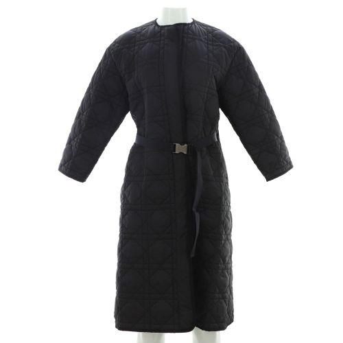 Women's Belted Long Coat Macrocannage Polyester