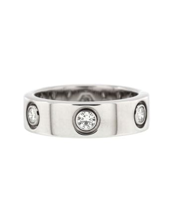 Love Band 6 Diamonds Ring 18K White Gold with Diamonds