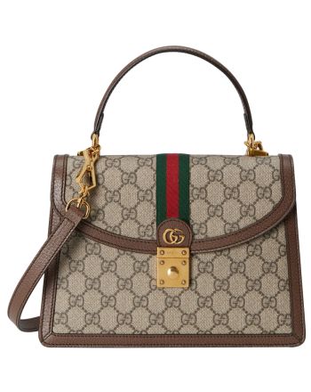 Gucci Ophidia Small Top Handle Bag With Web 651055 Dark Coffee