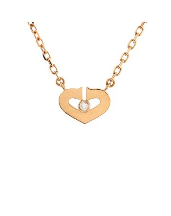 C Heart de Cartier Pendant Necklace 18K Rose Gold with Diamond XS